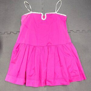 TCEC Fuchsia Sleeveless Short Flare Dress Size L Polyester/Cotton